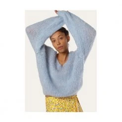 American Dreams Milana Ls Mohair Knit - Light Blue Blue