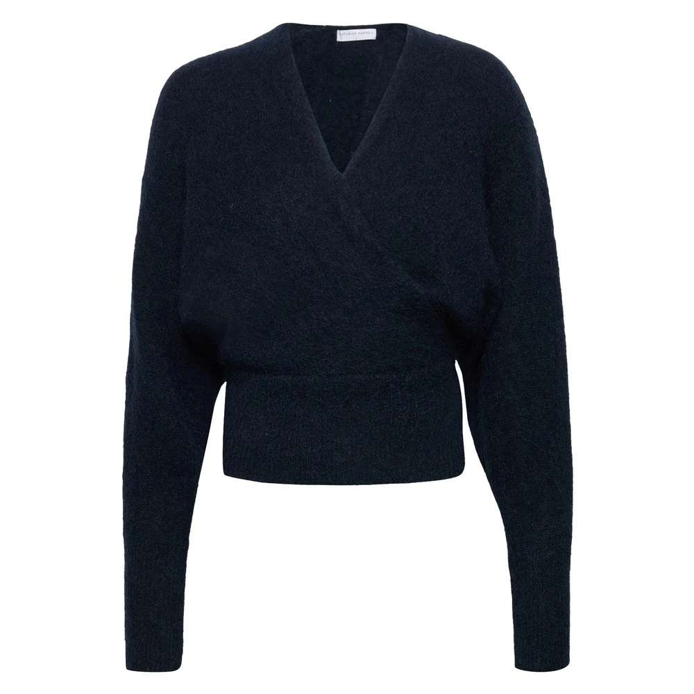 Blå Cathrine Hammel Blå Mohair Cross-Over Sweater Genser Blue