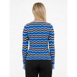 Blue Neo Noir Nelle Chevron Knit Blouse Drops Blue