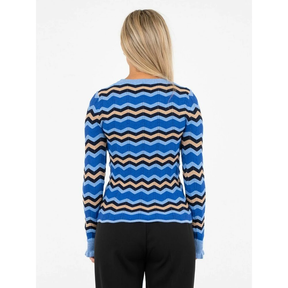 Blue Neo Noir Nelle Chevron Knit Blouse Drops Blue