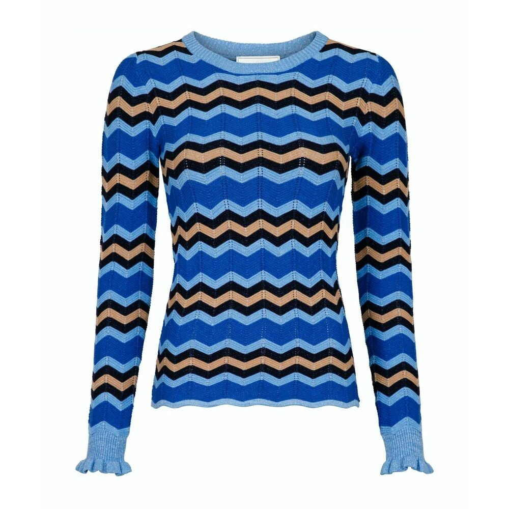Blue Neo Noir Nelle Chevron Knit Blouse Drops Blue - Bilde 3