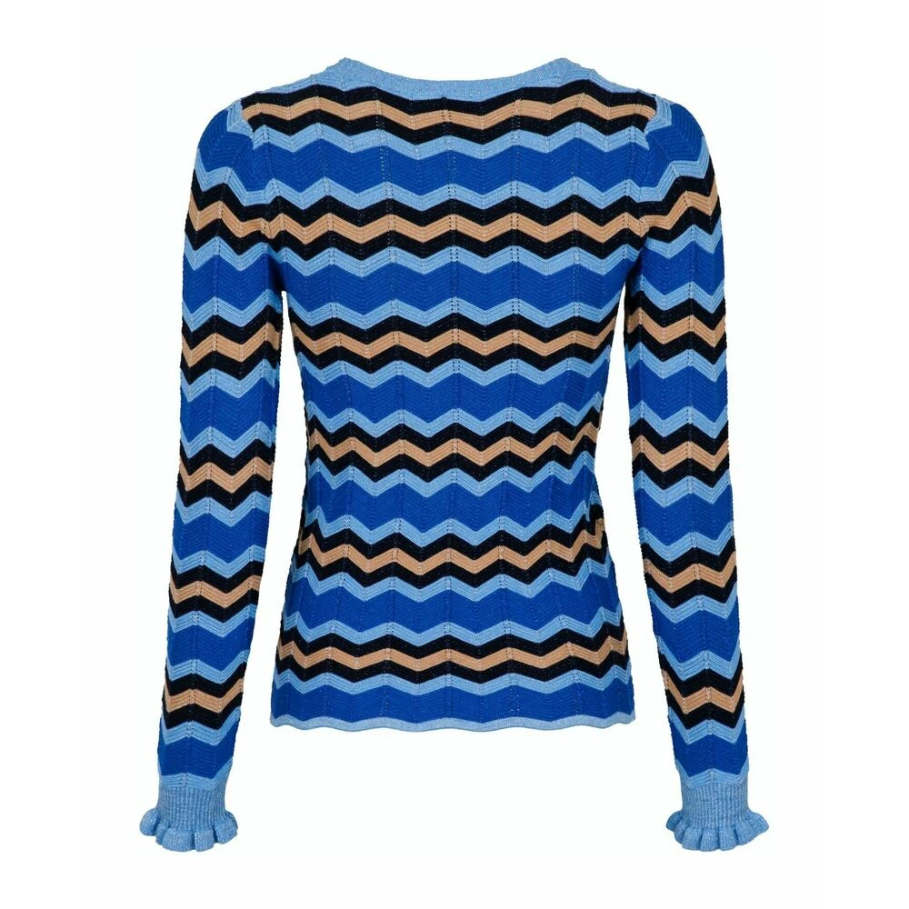 Blue Neo Noir Nelle Chevron Knit Blouse Drops Blue - Bilde 4