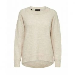 Selected Femme Slflulu Ls Knit O-Neck Gensere Beige