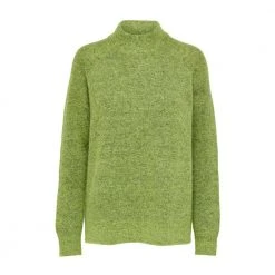 Gressgrønn Selected Femme Slflulu Ls Knit High Neck Genser Green