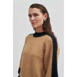 Camel Second Female Bera Knit T-Neck Genser Brown