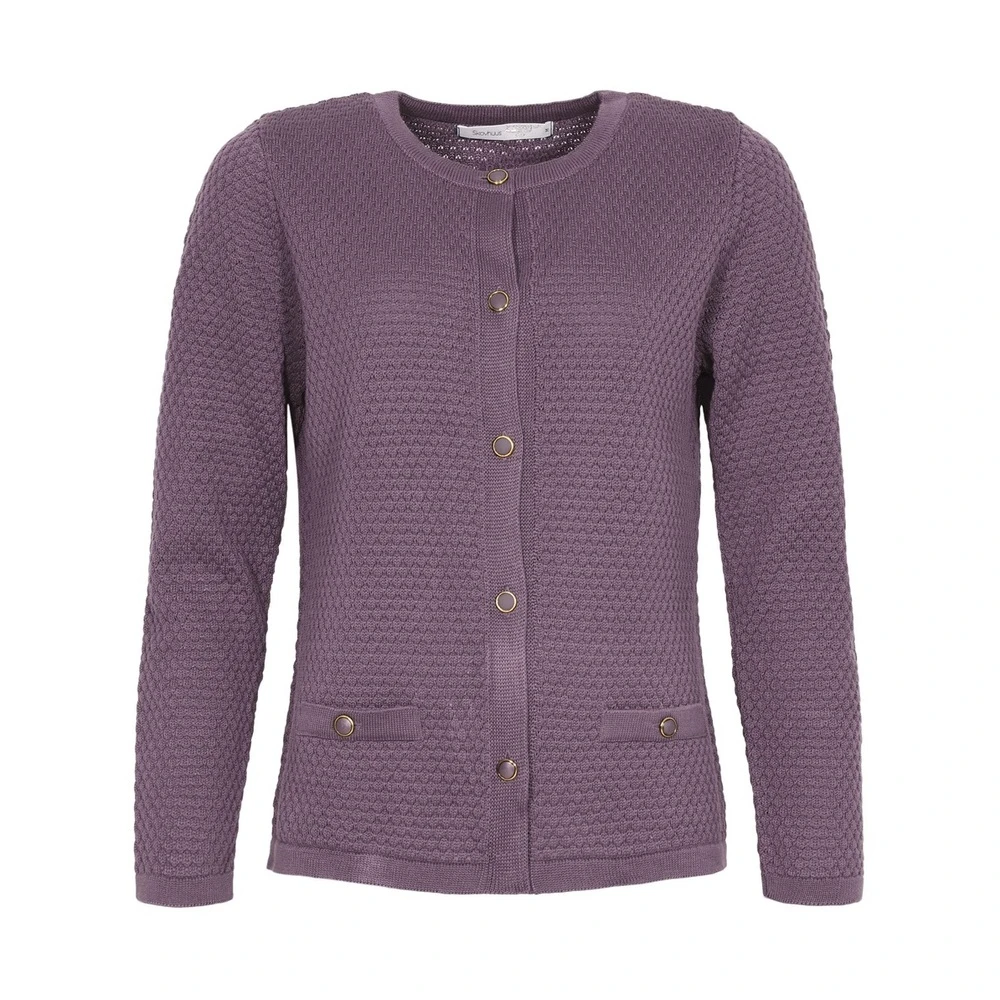 Skovhuus Structured Solid Col. Cardigan Purple