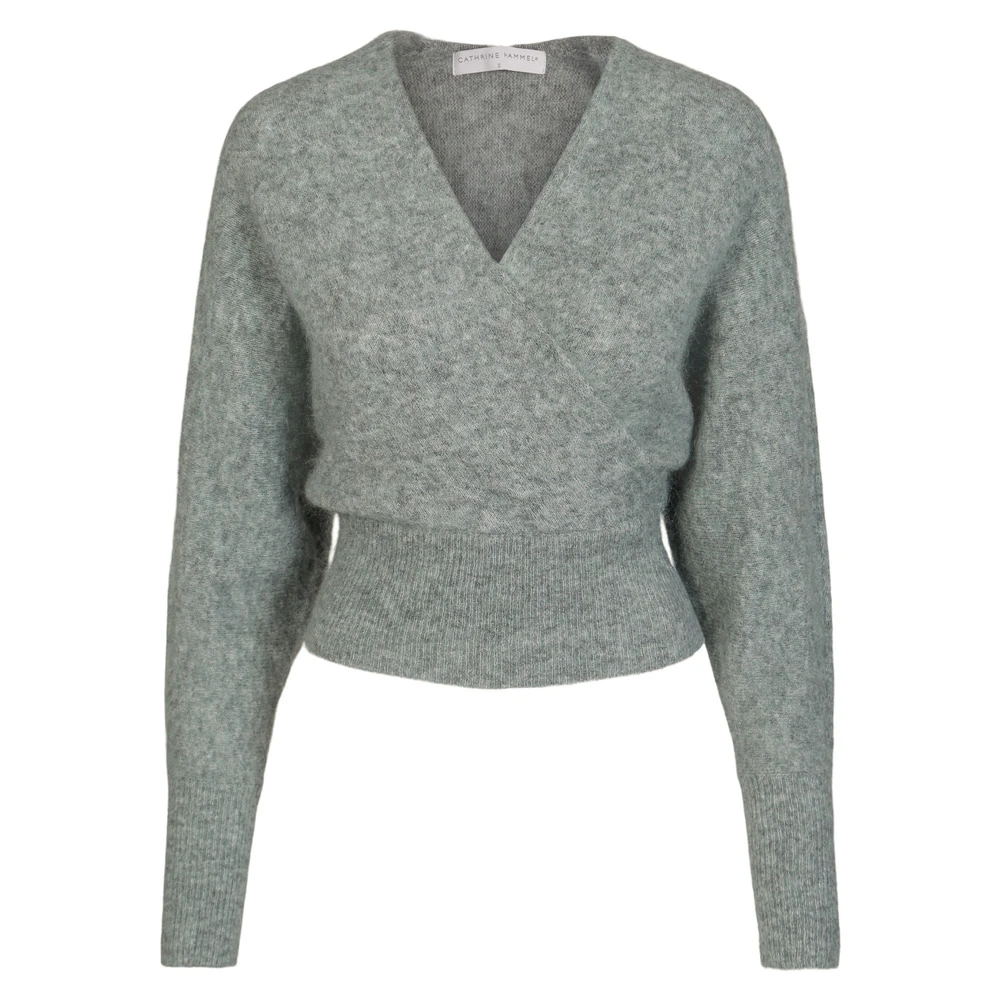 Grønn Cathrine Hammel Mohair Cross-Over Sweater Genser Gray - Bilde 2
