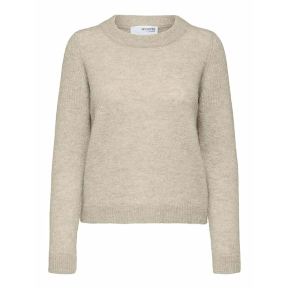 Selected Femme Sia Ls Knit O-Neck Beige