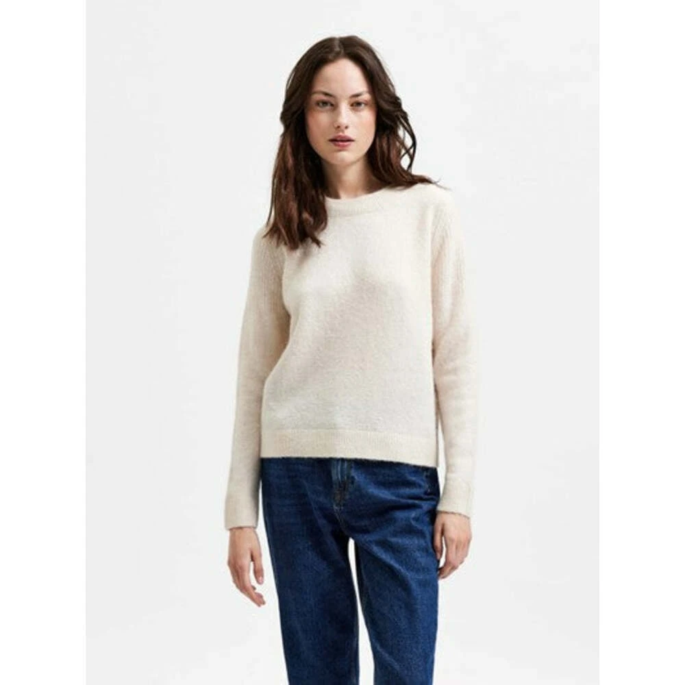 Selected Femme Sia Ls Knit O-Neck Beige - Bilde 2