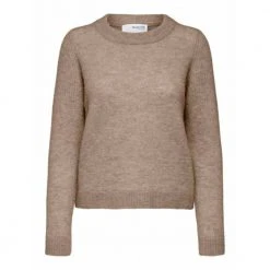 Selected Femme Sia Ls Knit O-Neck Brown