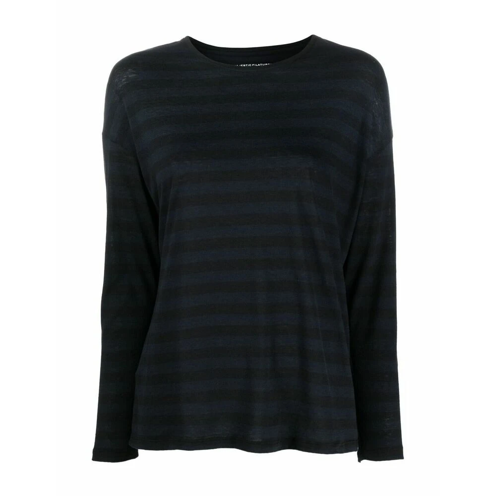 Majestic Filatures Round-neck Knitwear Blue - Bilde 2