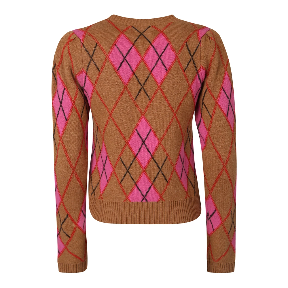 Ganni Harlequin Knit Genser Brown