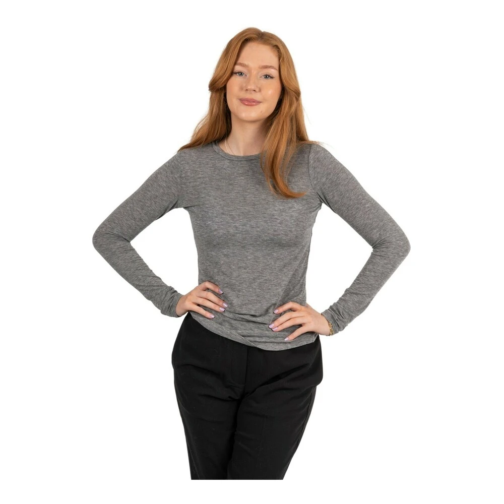 Second Female Matima O-Neck Tee - Grey Melange Gray - Bilde 7