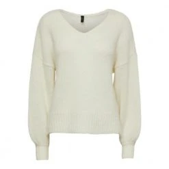 Hvit Y.A.S Yaslivi Strikket Genser Med V-Hals - Hvit Genser White