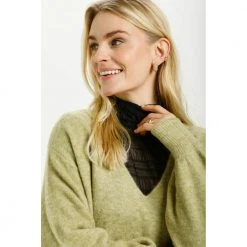 Cream Merle V-Hals Genser Green