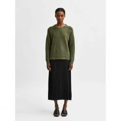 Selected Femme Lulu Ls Knit O-Neck Green