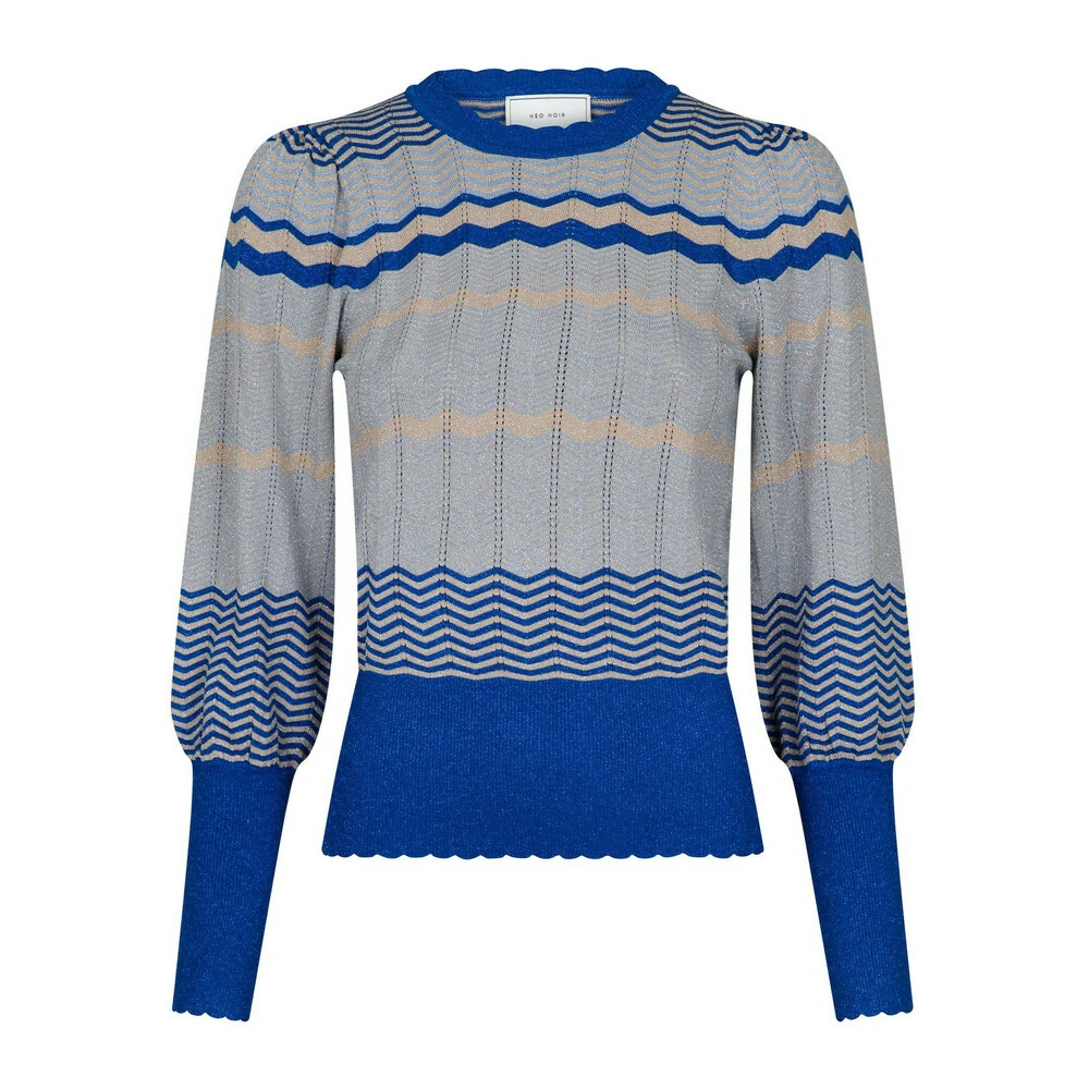 Neo Noir Dary Stripe Knit Blouse Blue