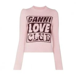Ganni Graphic Wool Sweater Pink