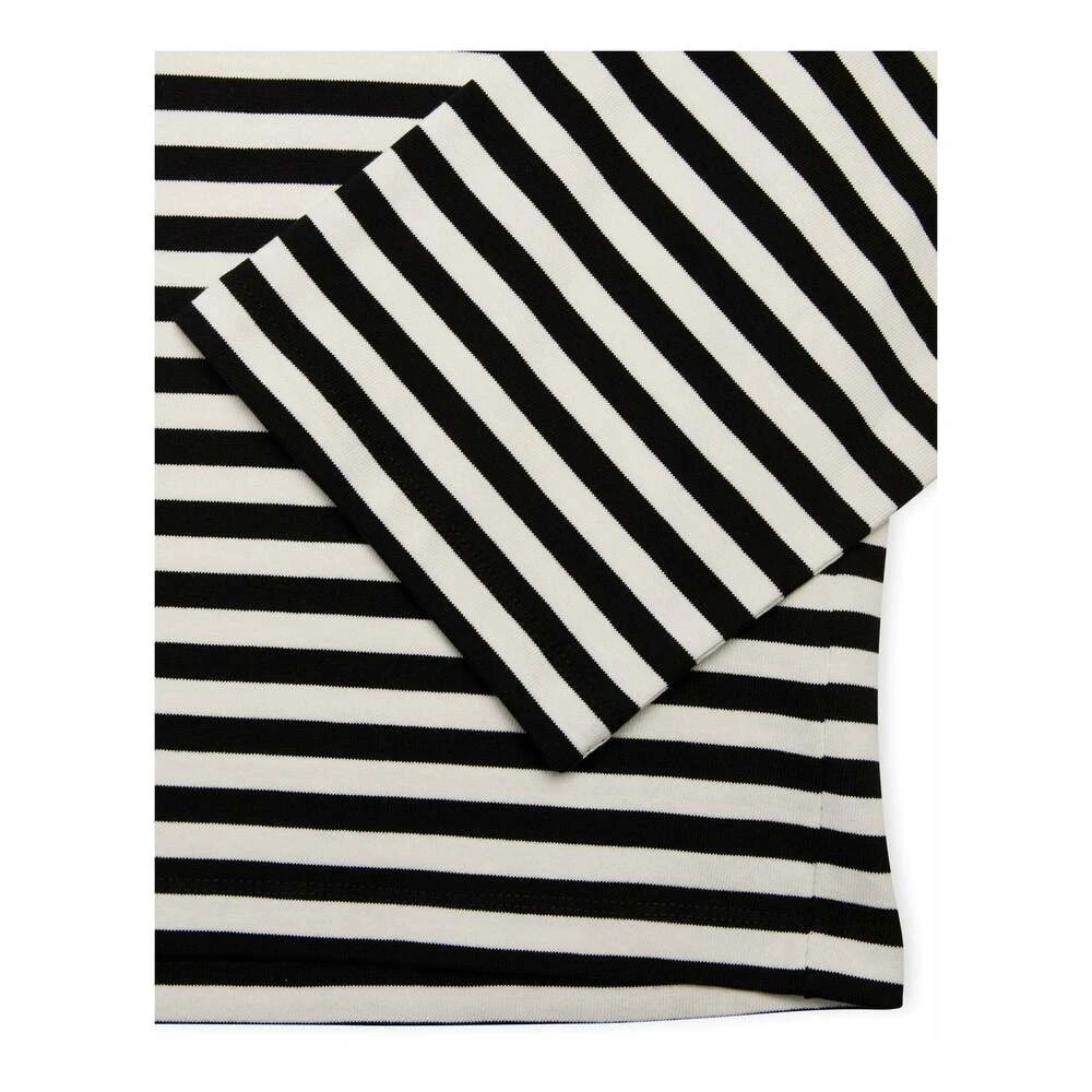 Snow White/Black Mads Nørgaard Heavy Single Stripe Themar Tee Ls Genser Black - Bilde 2