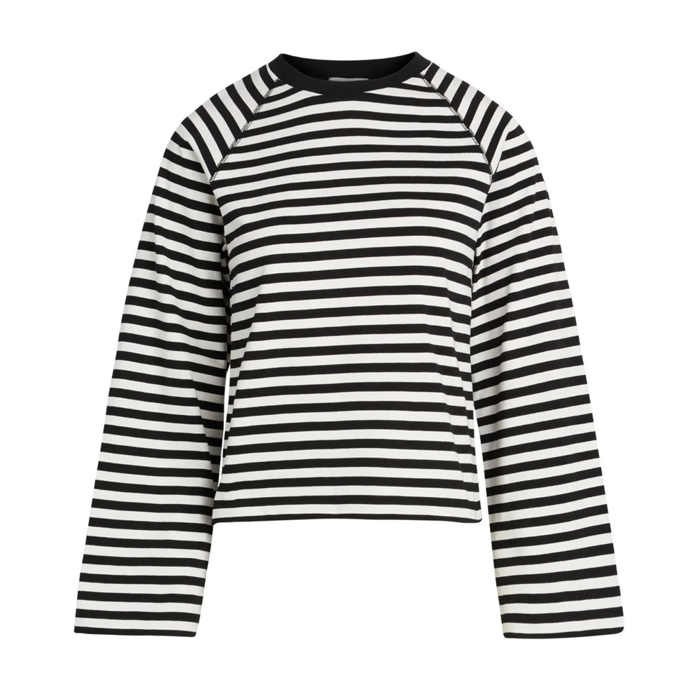 Snow White/Black Mads Nørgaard Heavy Single Stripe Themar Tee Ls Genser Black - Bilde 3