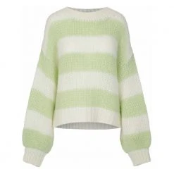 Untold Stories Florie Stripe Sweater - Lime Cream Green