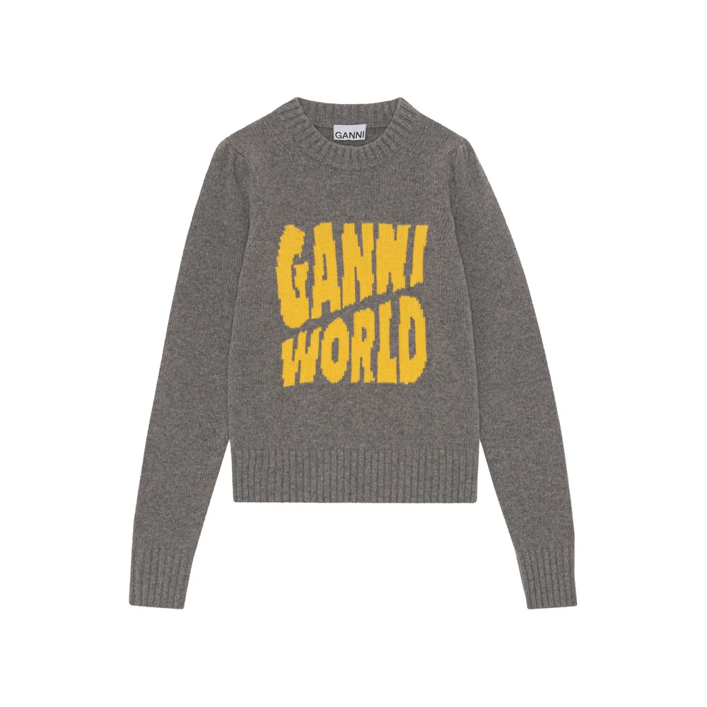 Ganni Round-neck Knitwear Gray