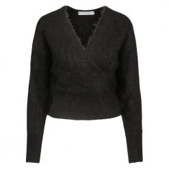 Sort Cathrine Hammel Mohair Cross-Over Sweater Genser Black