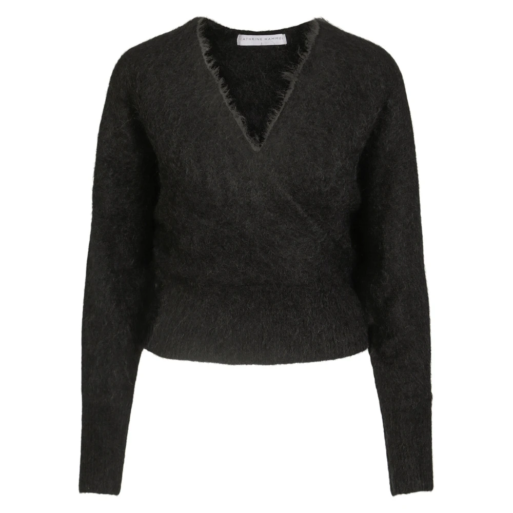 Sort Cathrine Hammel Mohair Cross-Over Sweater Genser Black