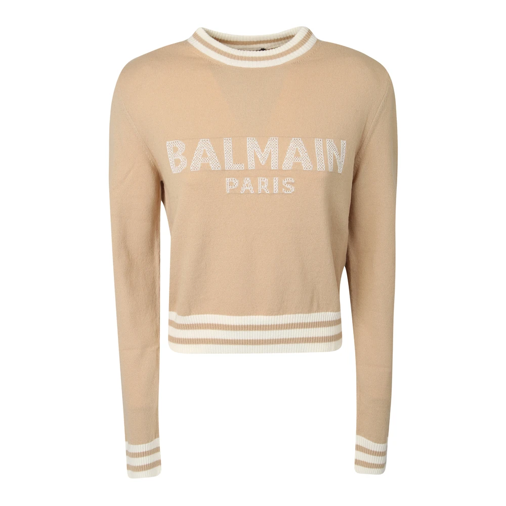 Balmain Logo Sweater Cropped Beige - Bilde 2