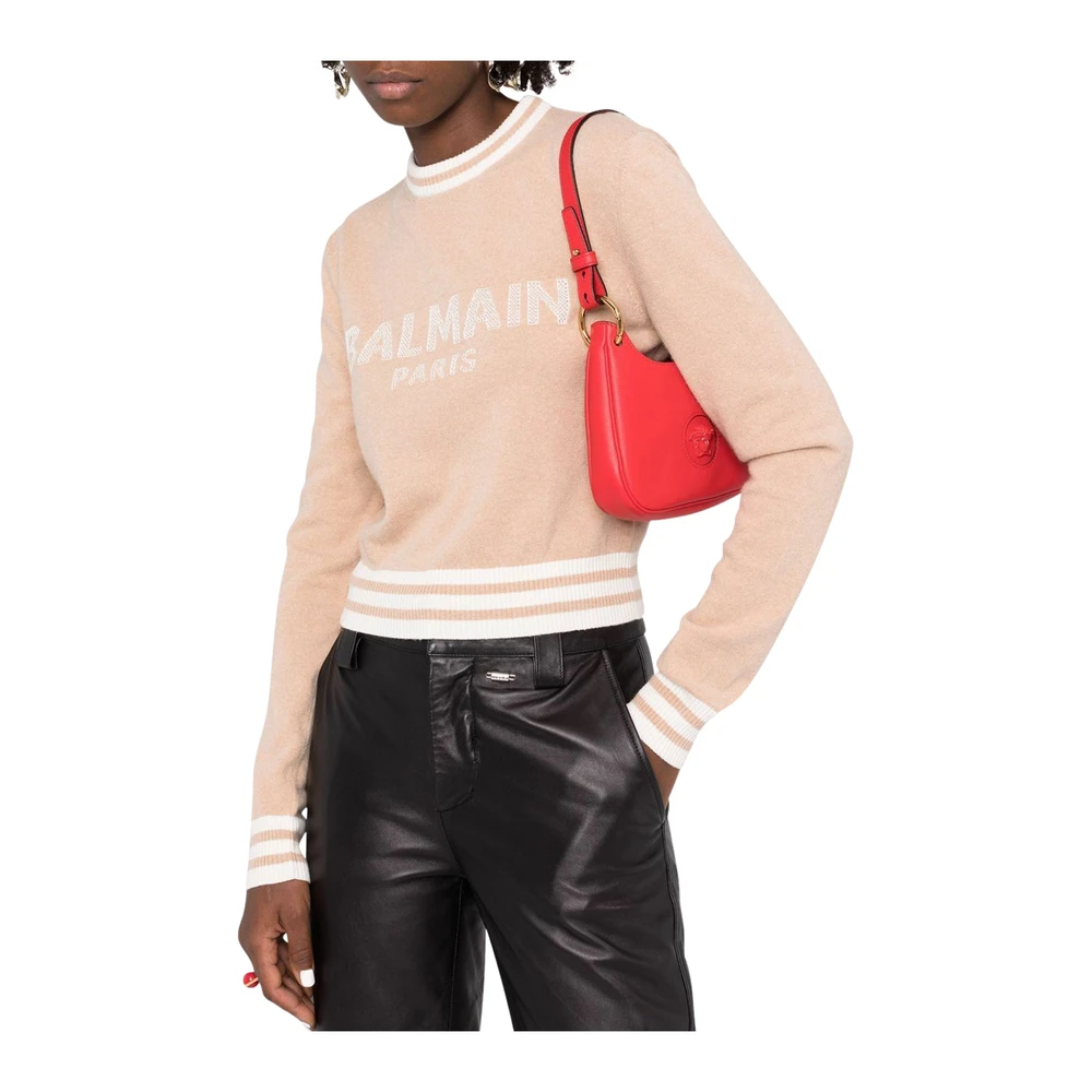 Balmain Logo Sweater Cropped Beige - Bilde 5
