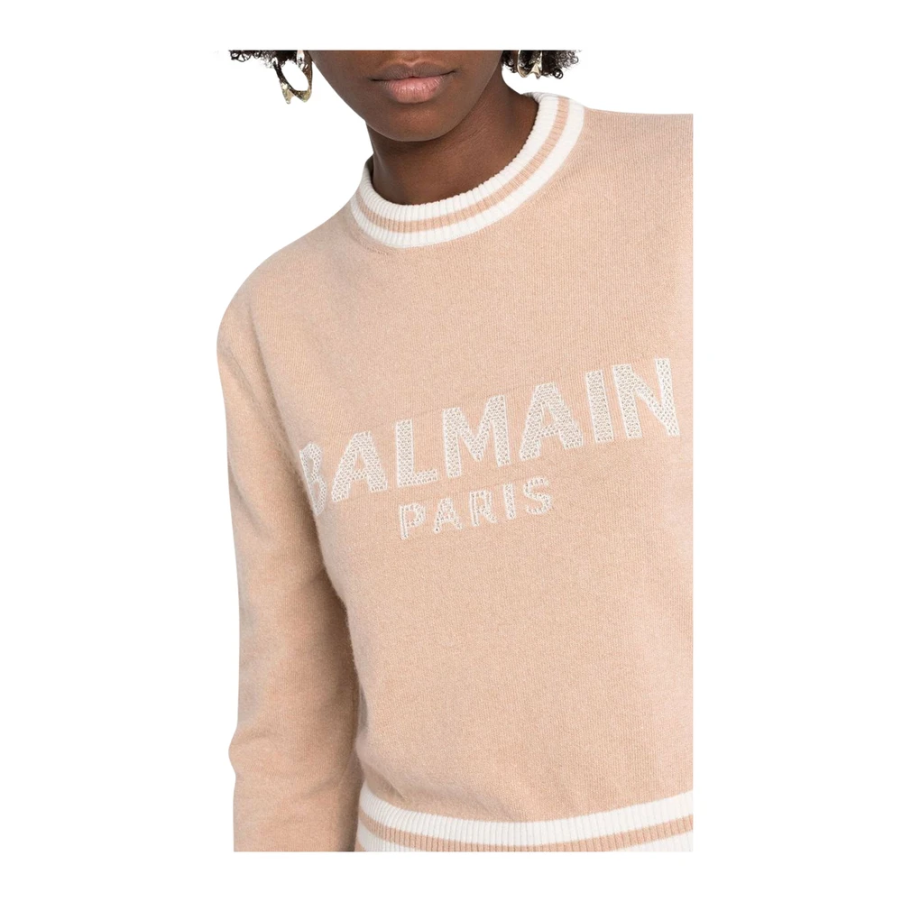Balmain Logo Sweater Cropped Beige - Bilde 7
