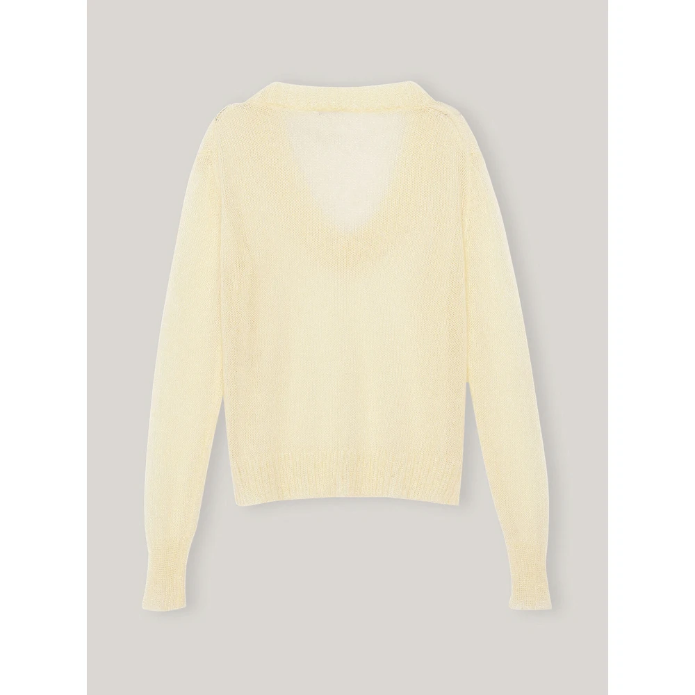 Ganni Open Mohair V-Neck Pullover Yellow - Bilde 4