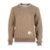 Thom Browne Chunky Waffle Knit Sweater With Engineered Bear Embroidery Beige