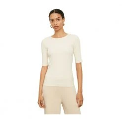 Vince Elbow Slv Crew Nk Topper White