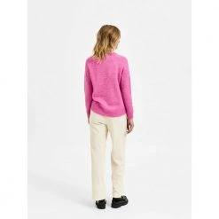 Selected Femme Lulu Ls Knit O-Neck Pink