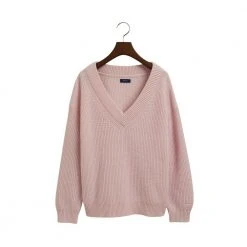 Rosa Gant Wool Rib V-Neck Genser Pink