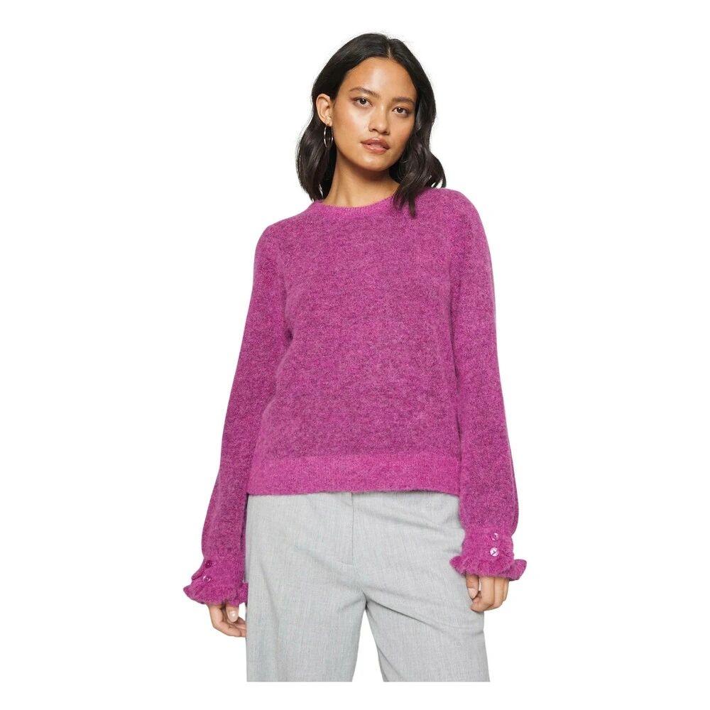 Rosa Selected Femme Slfsia Juma Ls Knit O-Neck Gensere Pink