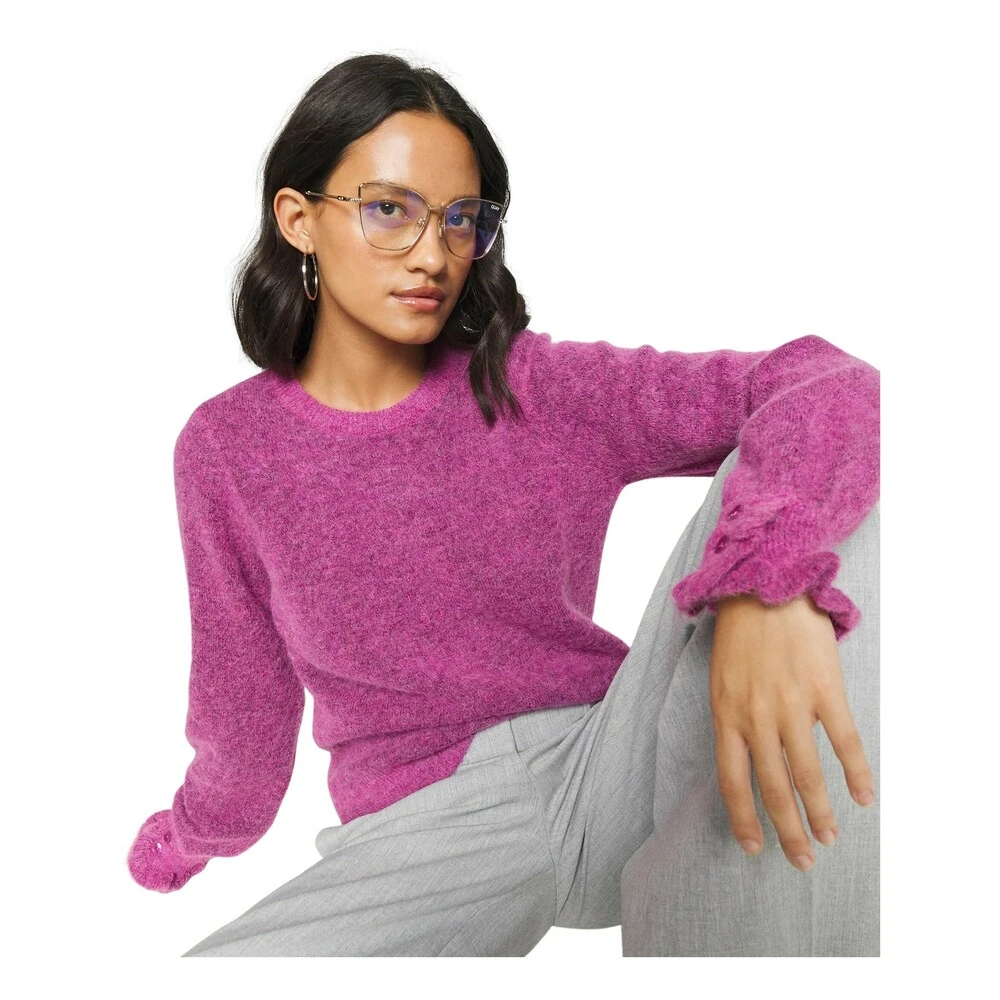 Rosa Selected Femme Slfsia Juma Ls Knit O-Neck Gensere Pink - Bilde 2