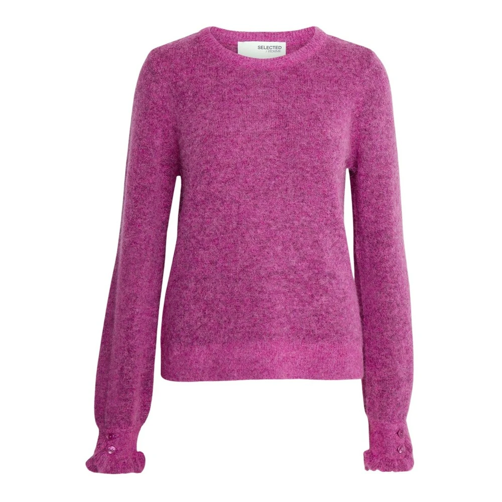 Rosa Selected Femme Slfsia Juma Ls Knit O-Neck Gensere Pink - Bilde 3