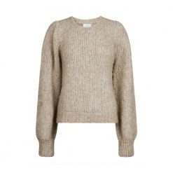 Neo Noir Martina Fluffy Knit Blouse Beige