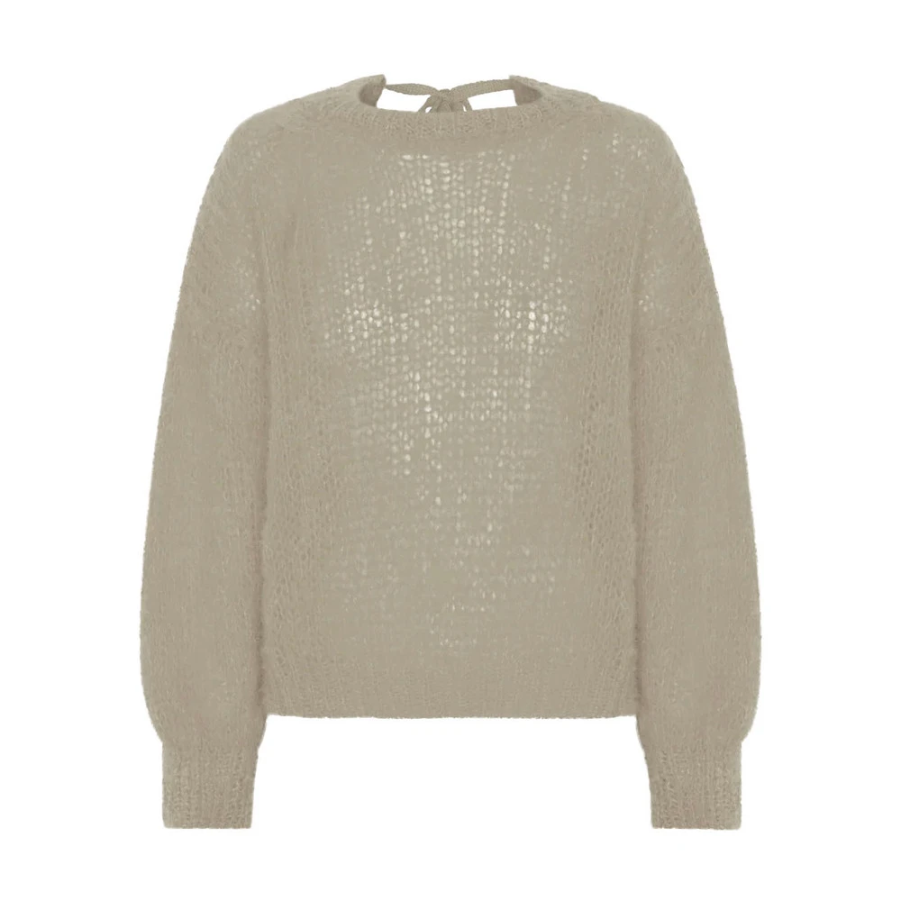 Beige American Dreams Toga Back Tie Pullover Beige Genser Beige