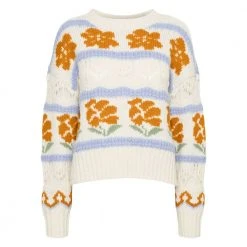 Hvit Vero Moda Vmwine O-N Flower Genser White