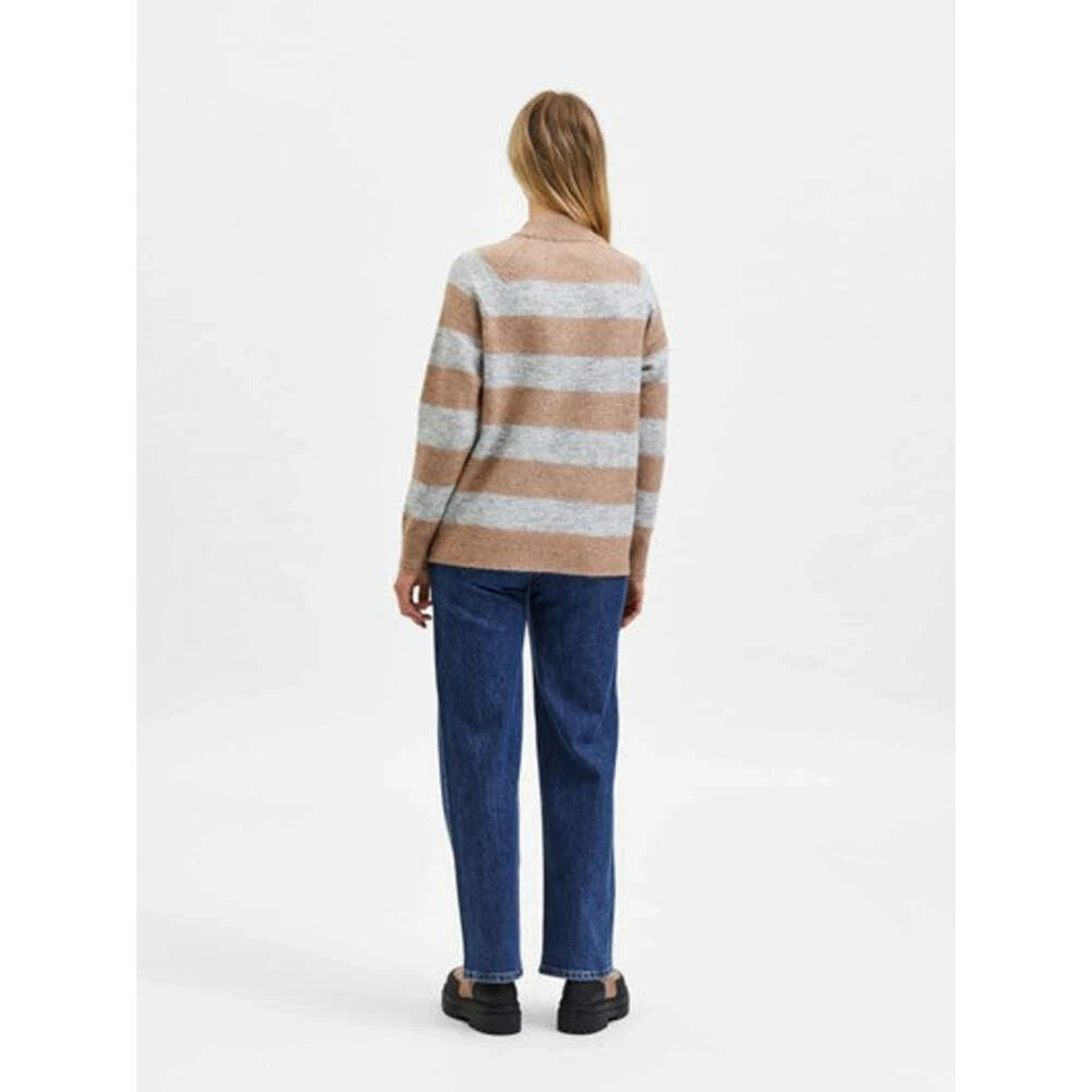Selected Femme Lulu Ls Knit High Neck Beige