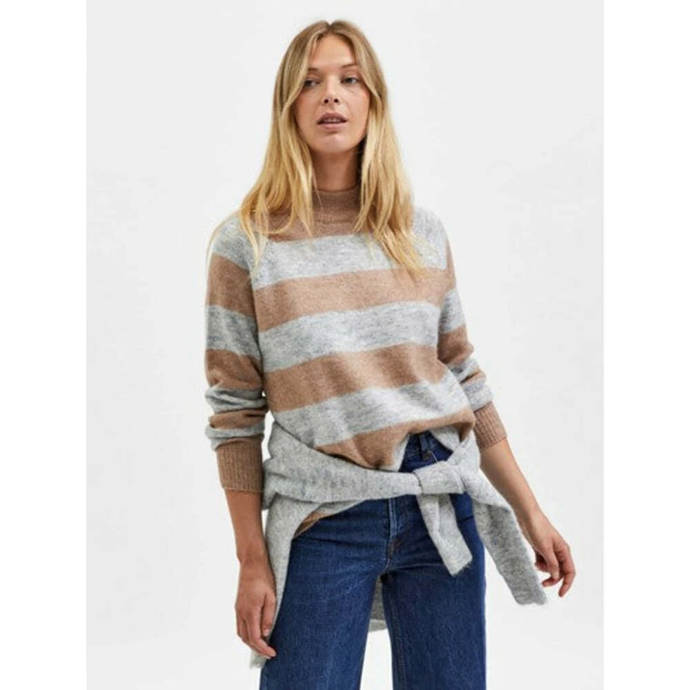 Selected Femme Lulu Ls Knit High Neck Beige - Bilde 3