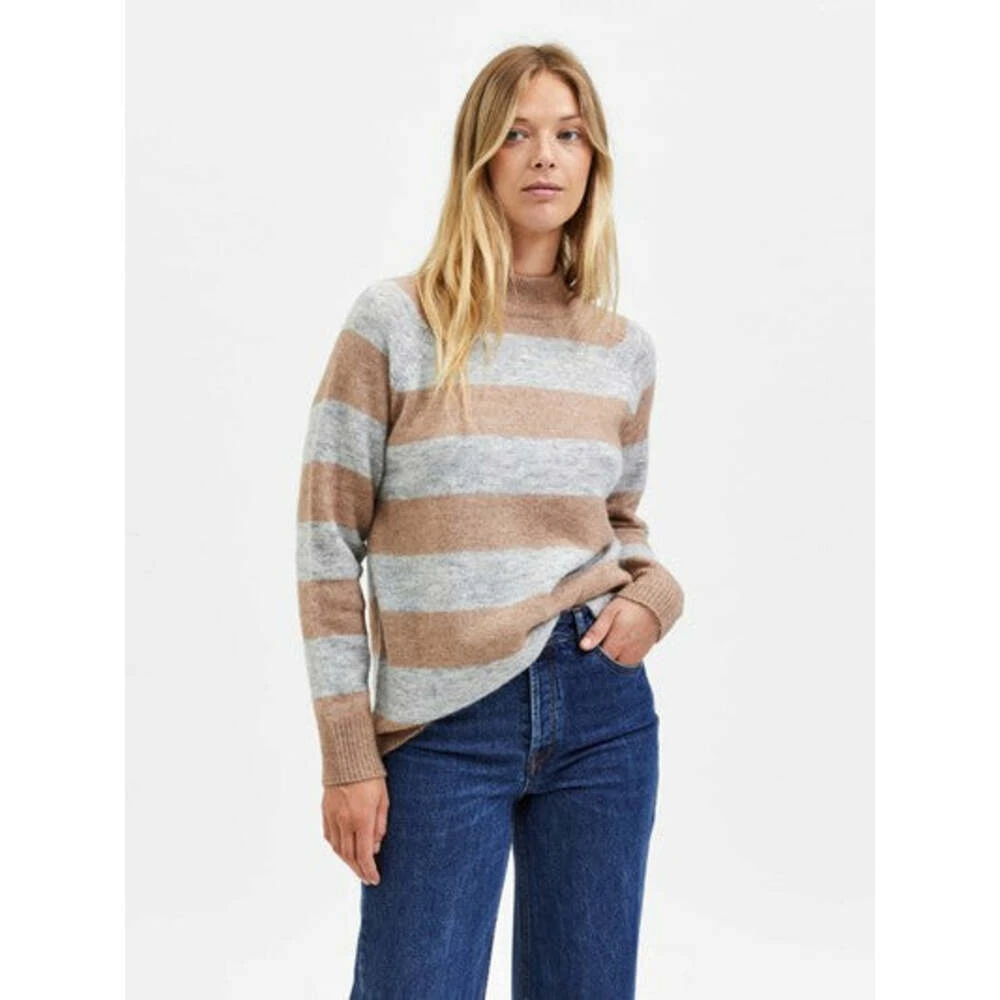 Selected Femme Lulu Ls Knit High Neck Beige - Bilde 5