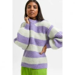 Selected Femme Scarlett Ls Knit O-Neck Gensere Purple