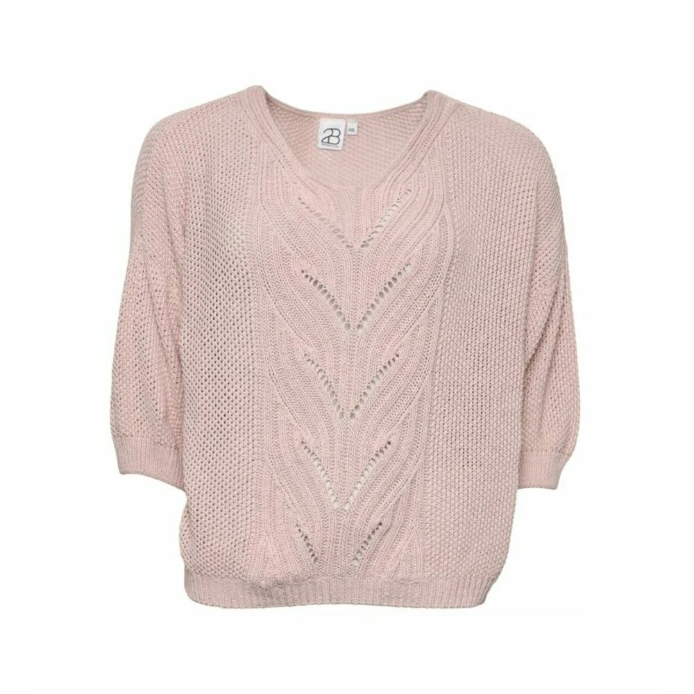 2-Biz Strikket Mønsterstrikket Genser Med 3/4 Erm (Knit Blouse) Pink - Bilde 3