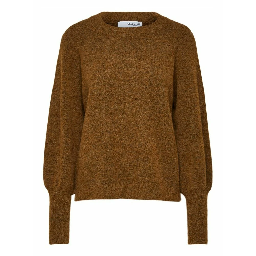 Selected Femme SIF KAYA STRIKKET GENSER MED BALLONGERMER Brown - Bilde 5