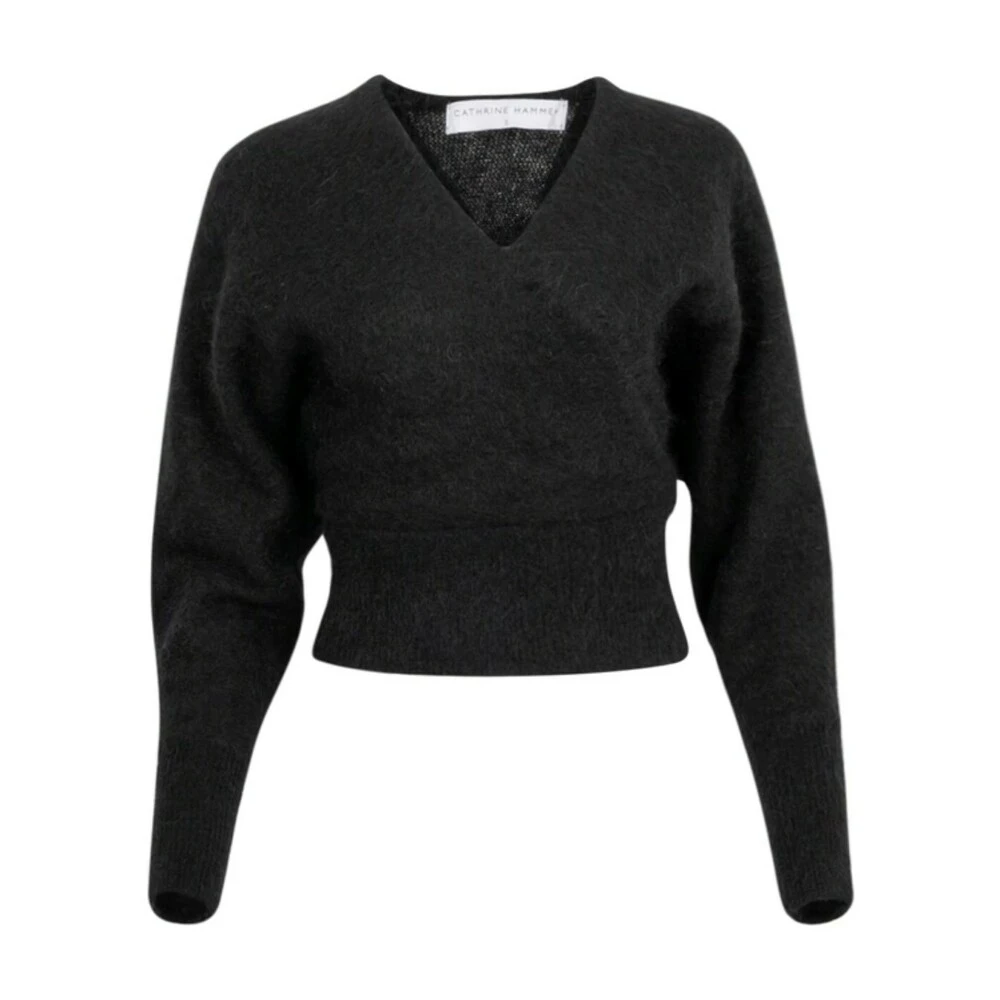 Sort Cathrine Hammel Sort Mohair Cross-Over Sweater Genser Black