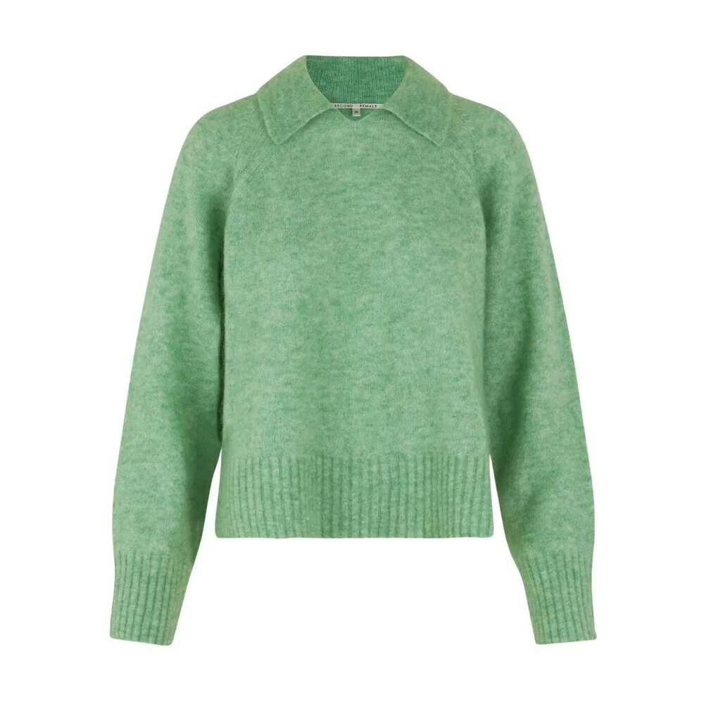 Grønn Second Female Brook Knit Collar Genser Green - Bilde 2